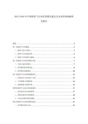 2023-2030年中国致密气行业经营模式建议及未来营销战略研究报告.docx