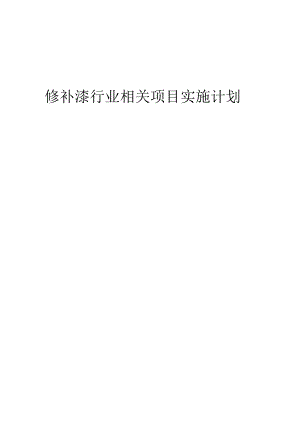 2023年修补漆行业相关项目实施计划.docx