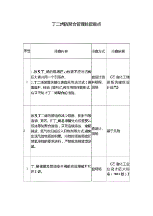 丁二烯防聚合管理排查重点.docx