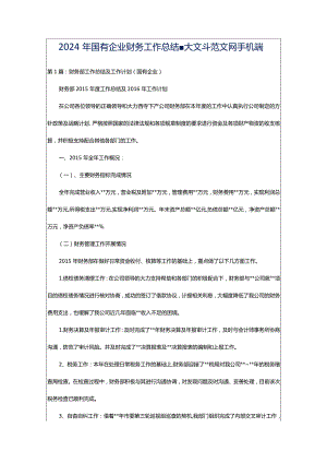 2024年国有企业财务工作总结-大文斗范文网手机端.docx