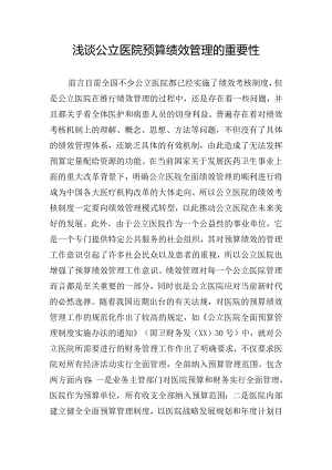 浅谈公立医院预算绩效管理的重要性.docx