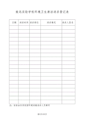 致远实验学校环境卫生清洁消杀登记表.docx