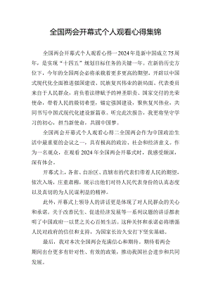 全国两会开幕式个人观看心得集锦.docx