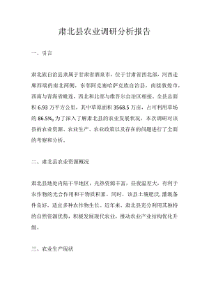 肃北县农业调研分析报告.docx