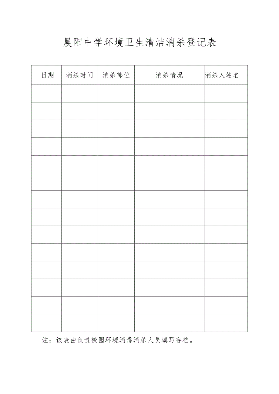 晨阳中学环境卫生清洁消杀登记表.docx_第1页