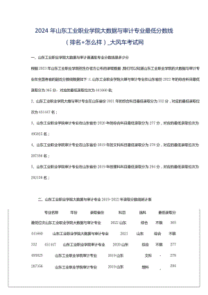 2024年山东工业职业学院大数据与审计专业最低分数线(排名怎么样)_大风车考试网.docx