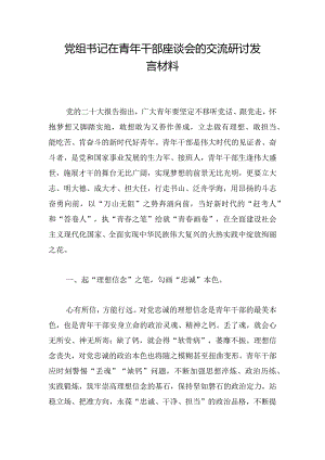 党组书记在青年干部座谈会的交流研讨发言材料.docx