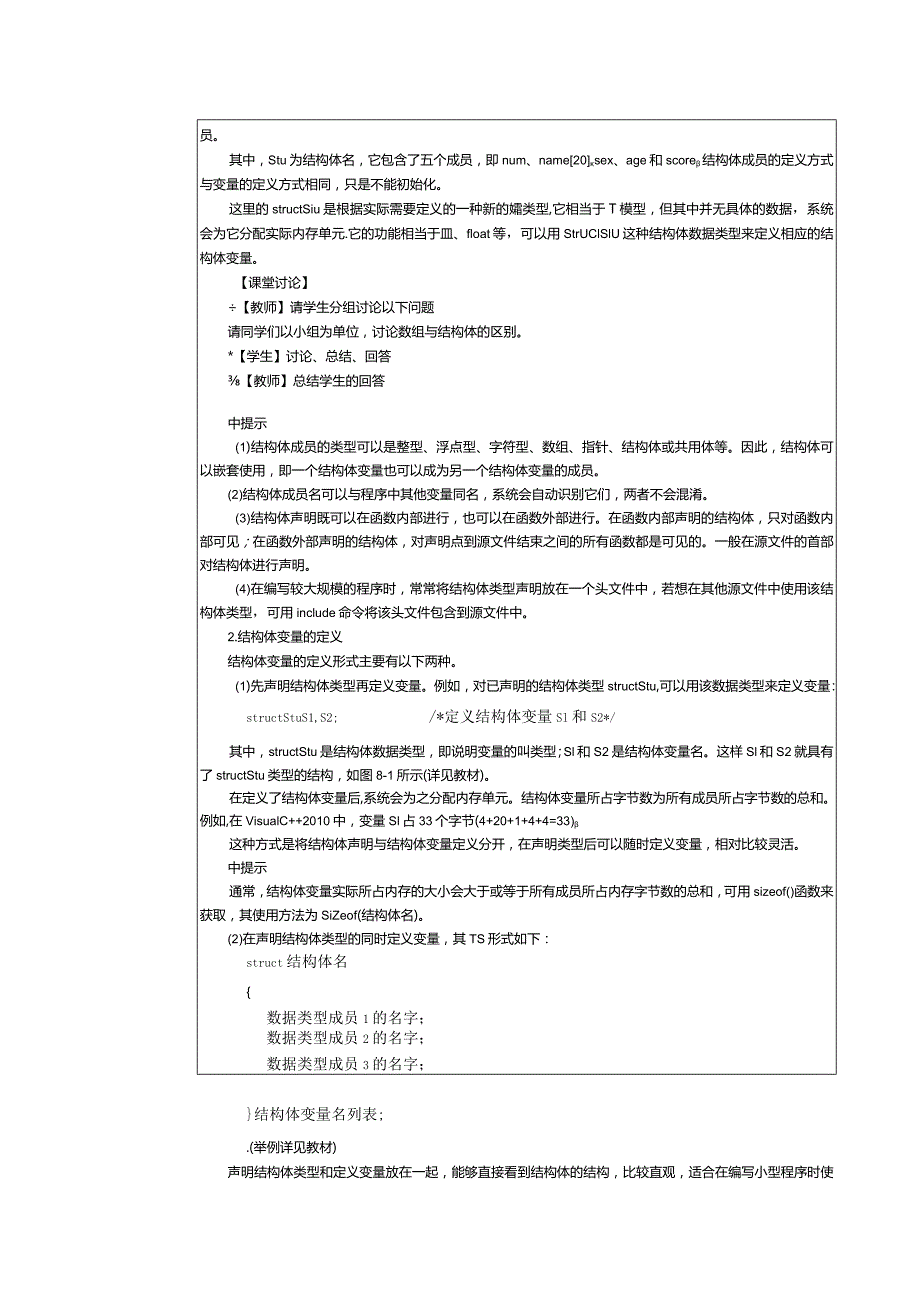 中职《C语言程序设计》教案第17课统计某公司员工信息.docx_第2页