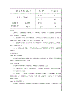 XX股份企业质量手册范文测量分析和改进.docx