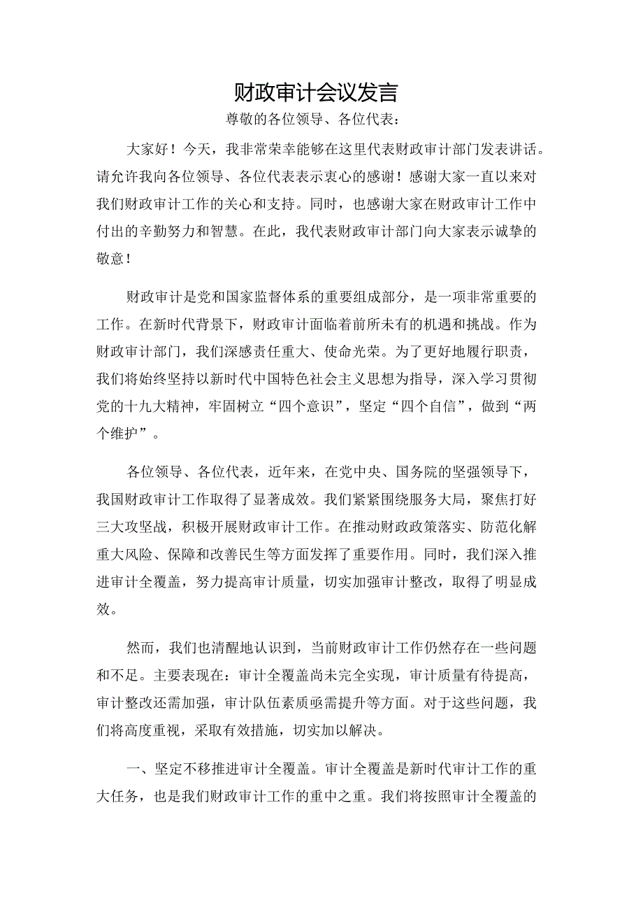 财政审计会议发言.docx_第1页