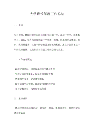 大学班长年度工作总结.docx