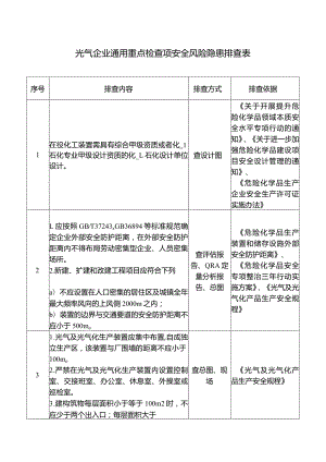 光气企业通用重点检查项安全风险隐患排查表.docx