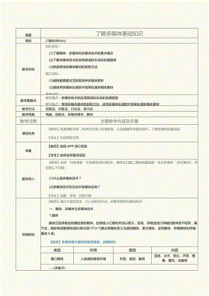 中职《计算机基础知识与应用案例教程》教案第10课了解多媒体基础知识.docx