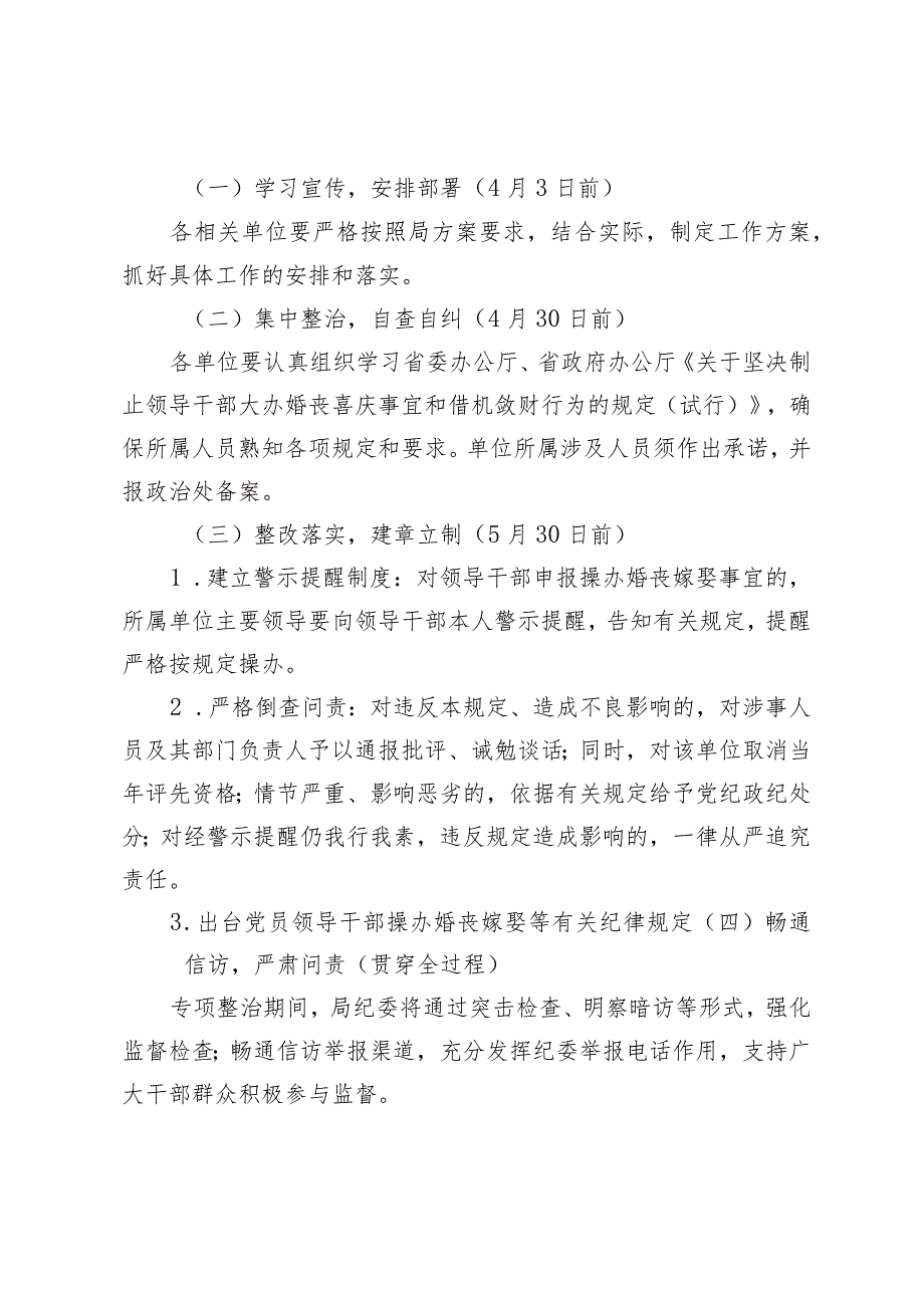 2篇2024年婚丧喜庆等借机敛财问题开展专项整治的实施方案（附局党组关于制度建设问题分析报告）.docx_第3页