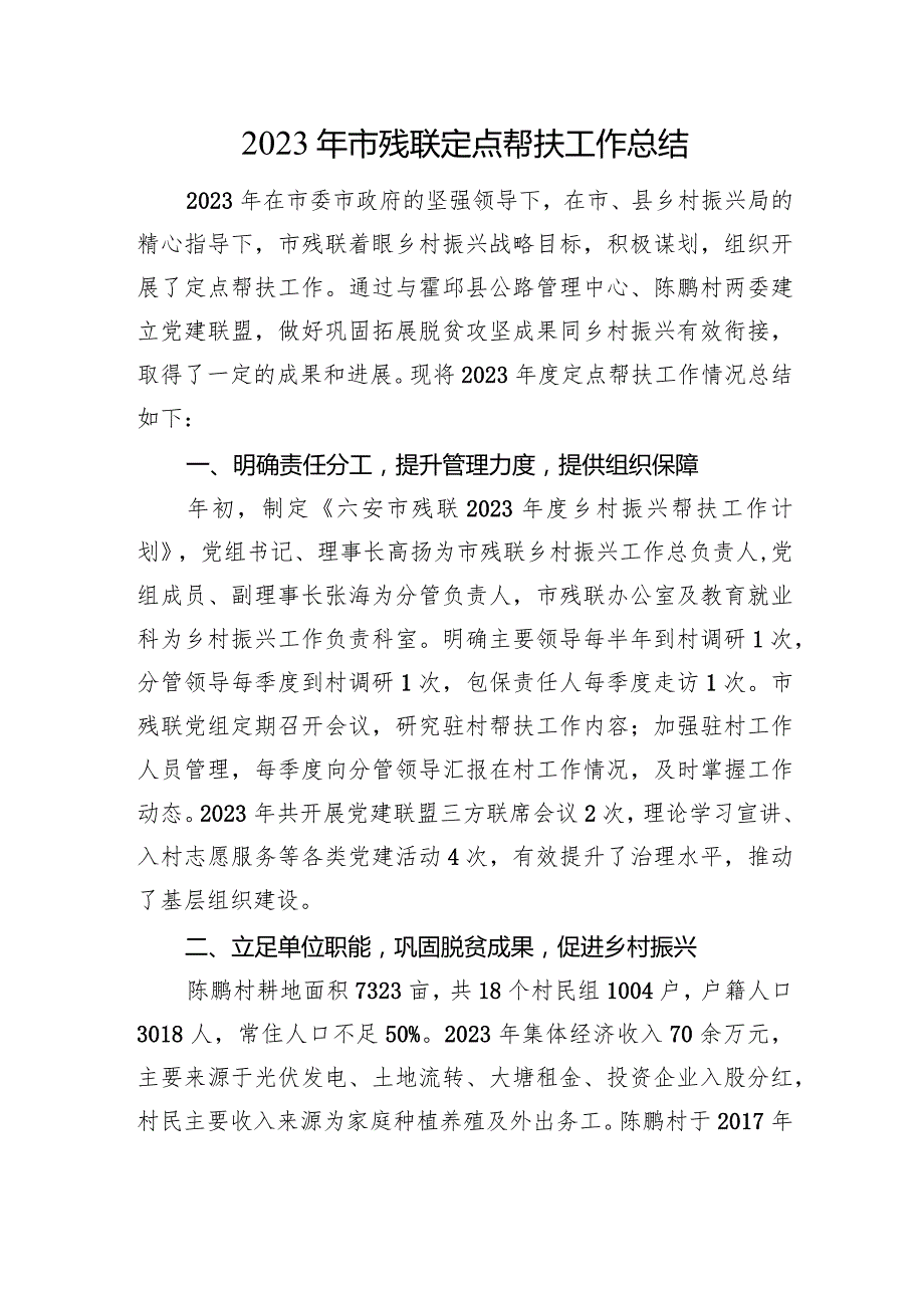 2023年市残联定点帮扶工作总结.docx_第1页