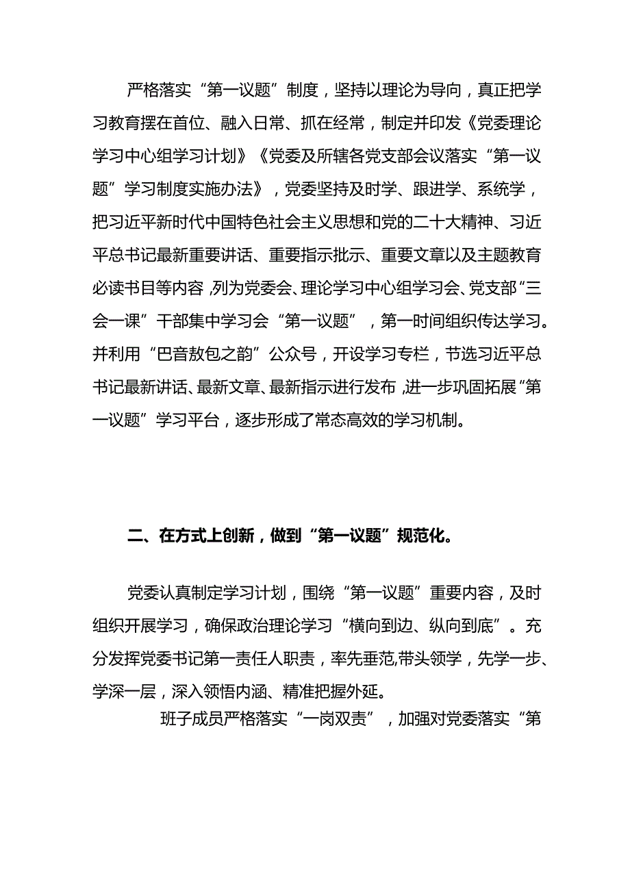 2024落实“第一议题”制度工作总结（精选）.docx_第2页