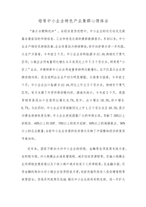 培育中小企业特色产业集群心得体会.docx