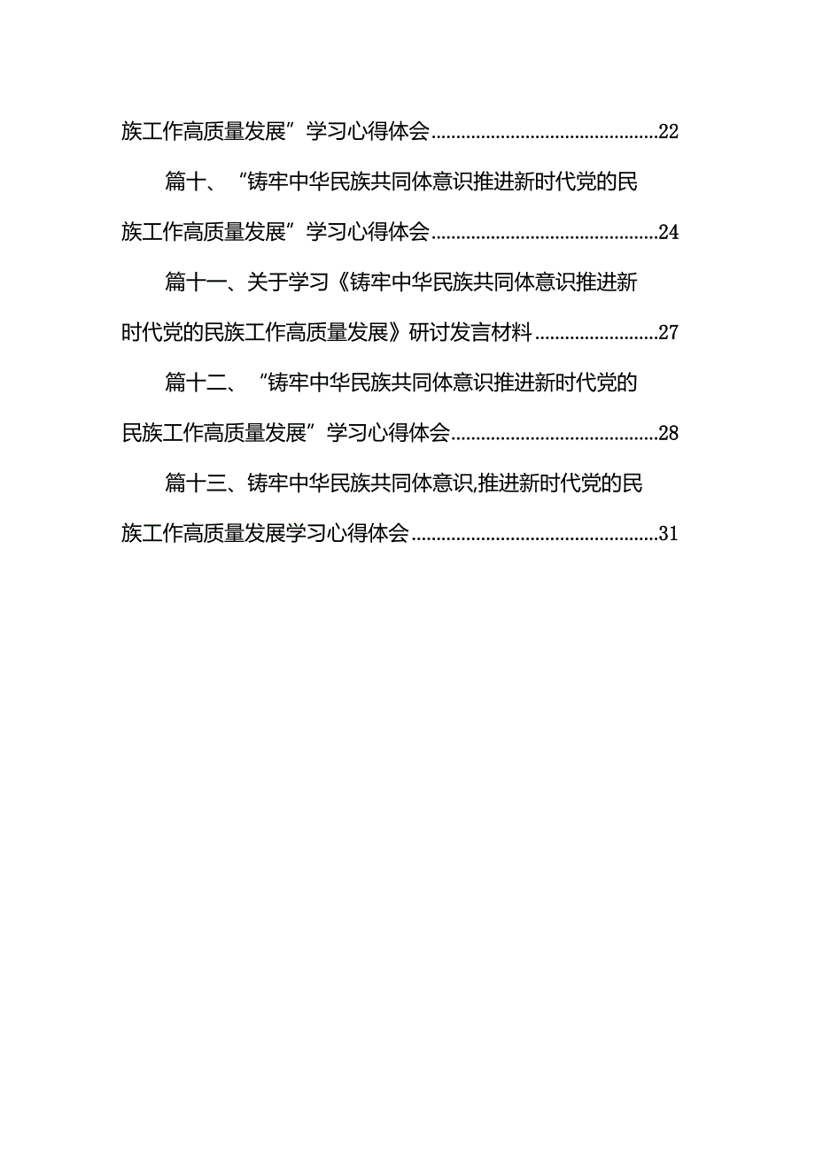 学习“铸牢中华民族共同体意识推进新时代党的民族工作高质量发展”心得体会研讨发言材料范文13篇（最新版）.docx_第2页