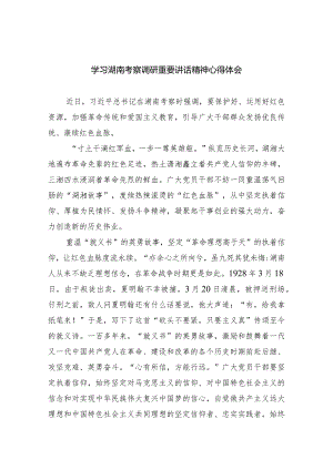 (六篇)学习湖南考察调研重要讲话精神心得体会详细.docx