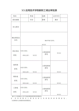 XX应用技术学院教职工调出审批表（2024年）.docx