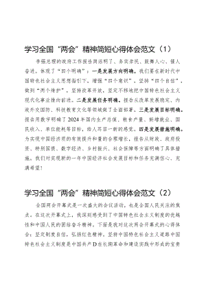 2024年两会精神简短心得体会工作报告全国研讨发言材料（5篇）.docx