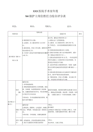 医院手术室N4级护士考核评分表.docx