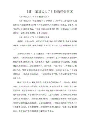 《那一刻我长大了》经历挫折作文.docx