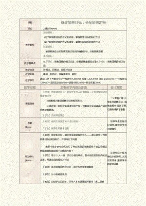 《销售管理实务》教案第8课确定销售目标；分配销售定额.docx