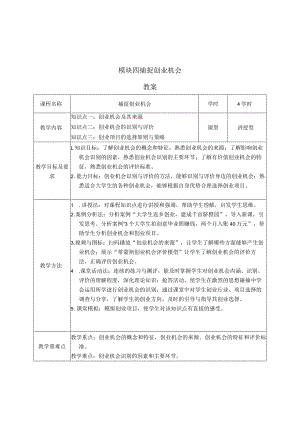 《大学生创新创业》教案模块四捕捉创业机会.docx