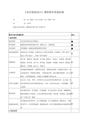 《室内装饰设计》课程教学质量标准.docx