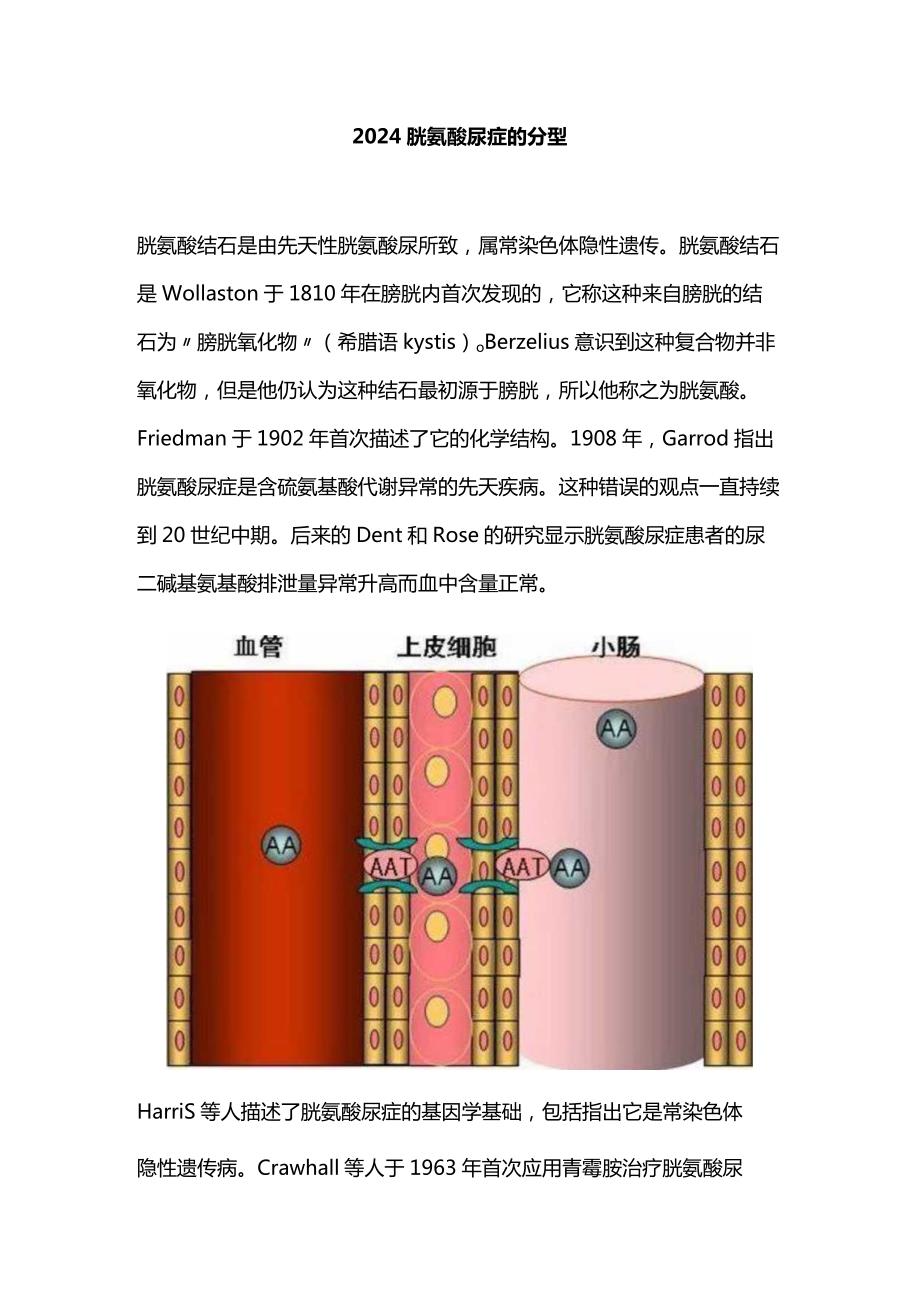 2024胱氨酸尿症的分型.docx_第1页