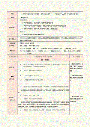 《大学生心理健康教育》教案第4章向内探索优化人格——大学生人格发展与塑造.docx