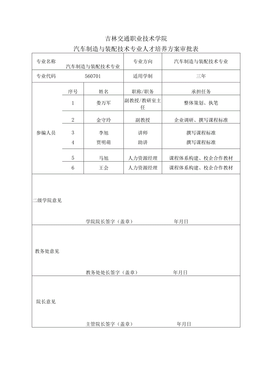 《汽车制造与装配技术》专业人才培养方案（2019版）.docx_第2页