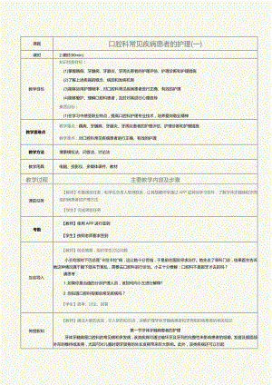 《眼耳鼻咽喉口腔科护理学》教案第17课口腔科常见疾病患者的护理（一）.docx