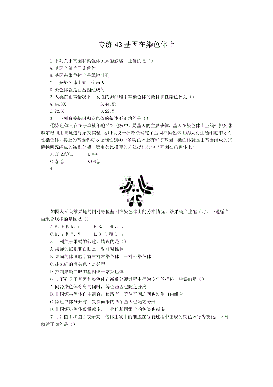 专练43基因在染色体上.docx_第1页