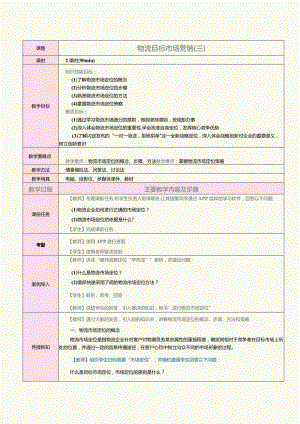 《物流营销实务》教案第11课物流目标市场营销（三）.docx