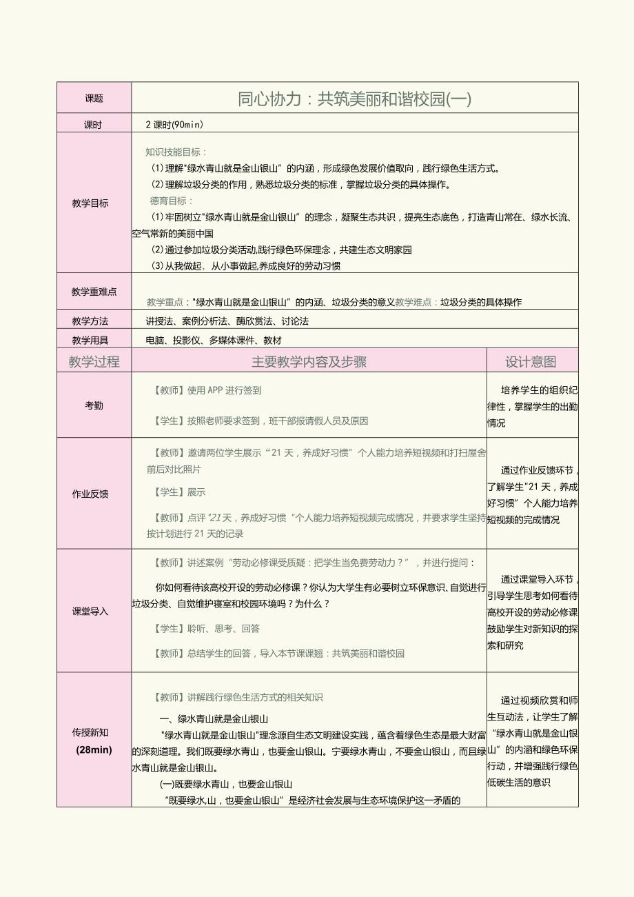 《新时代劳动教育教程》教案第7课同心协力：共筑美丽和谐校园（一）.docx_第1页