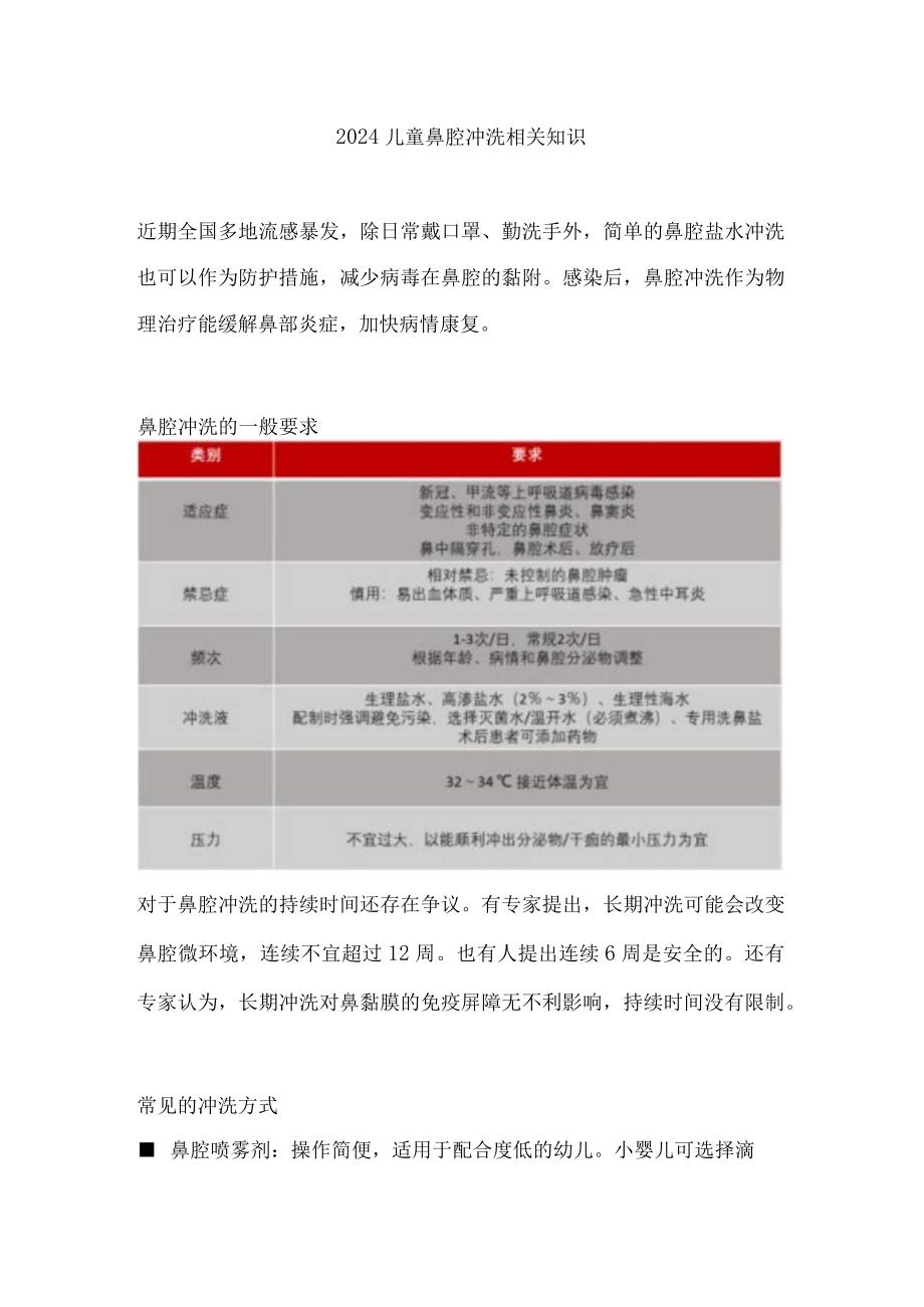 2024儿童鼻腔冲洗相关知识.docx_第1页