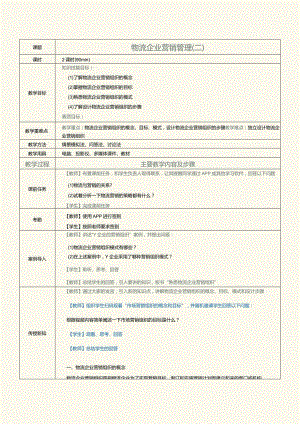 《物流营销实务》教案第24课物流企业营销管理（二）.docx