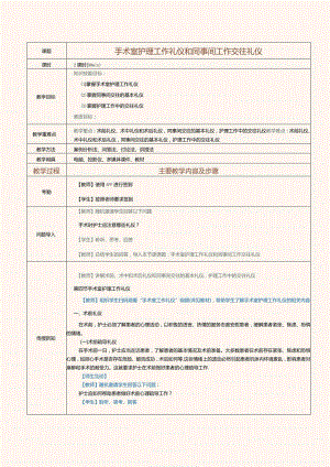 《护理礼仪》教案第14课手术室护理工作礼仪和同事间工作交往礼仪.docx