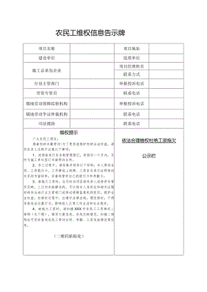 农民工维权信息告示牌（模版）.docx