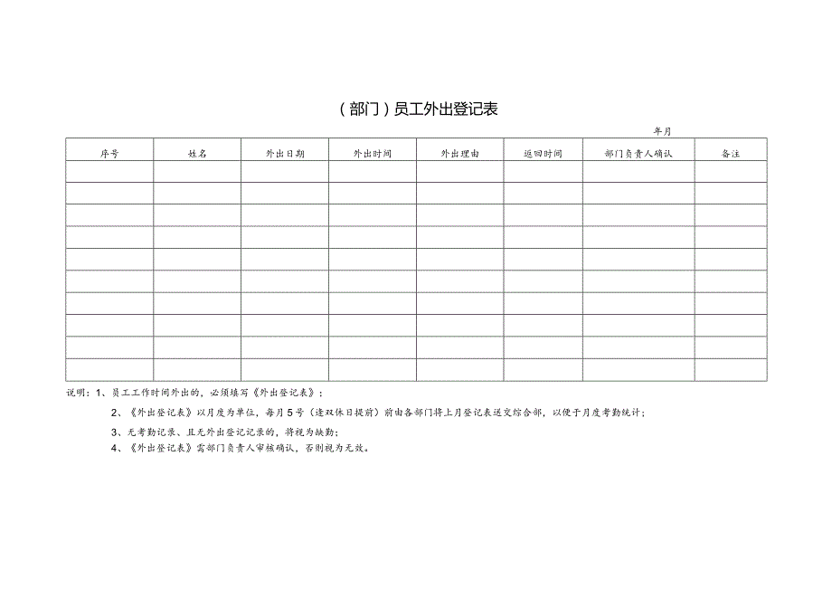 （部门）员工外出登记表.docx_第1页