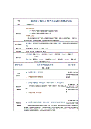 《电子商务运营实务》教案第2课了解电子商务市场调研的基本知识.docx