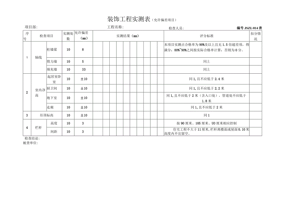 装饰工程实测表.docx_第1页