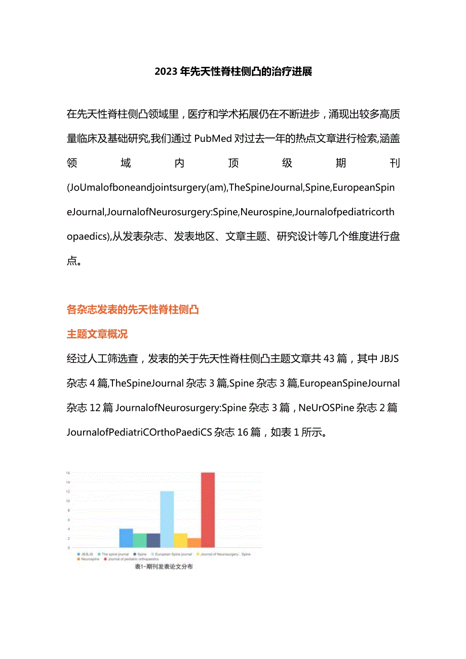 2023年先天性脊柱侧凸的治疗进展.docx_第1页