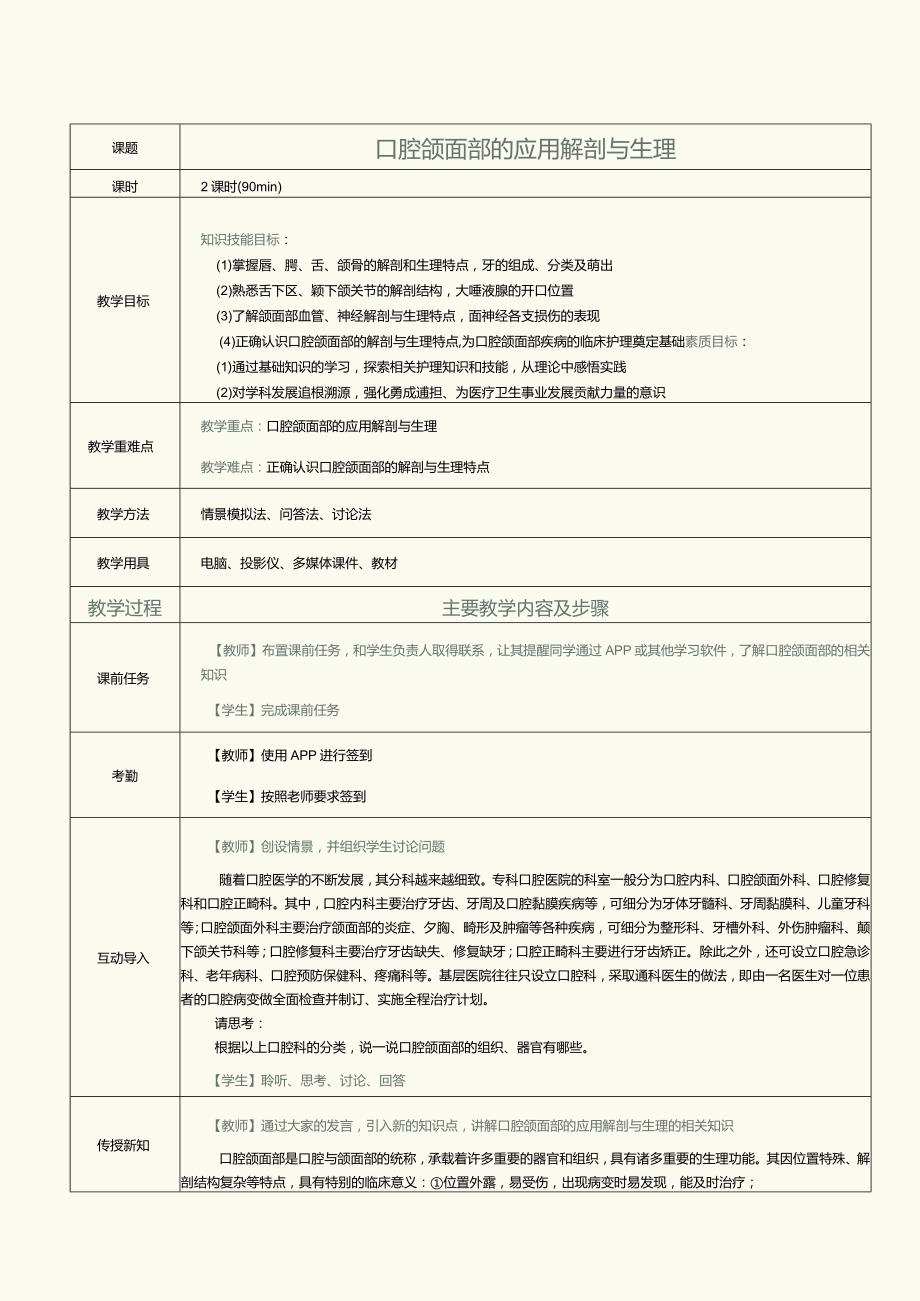 《眼耳鼻咽喉口腔科护理学》教案第15课口腔颌面部的应用解剖与生理.docx_第1页