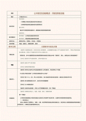 《民航概论》教案第16课公共航空运输概述；民航旅客运输.docx