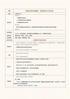 《民航概论》教案第14课民航法律法规概述；国际航空公法体系.docx