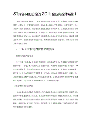 基于财务风险防控的工业企业内控体系构建.docx