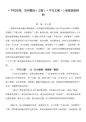 “千村示范、万村整治”工程（“千万工程”）经验发言材料.docx